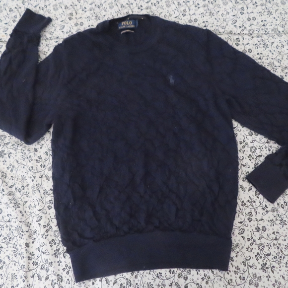 polo ralph lauren navy blue washable merino wool sweater jumper S - Picture 1 of 7